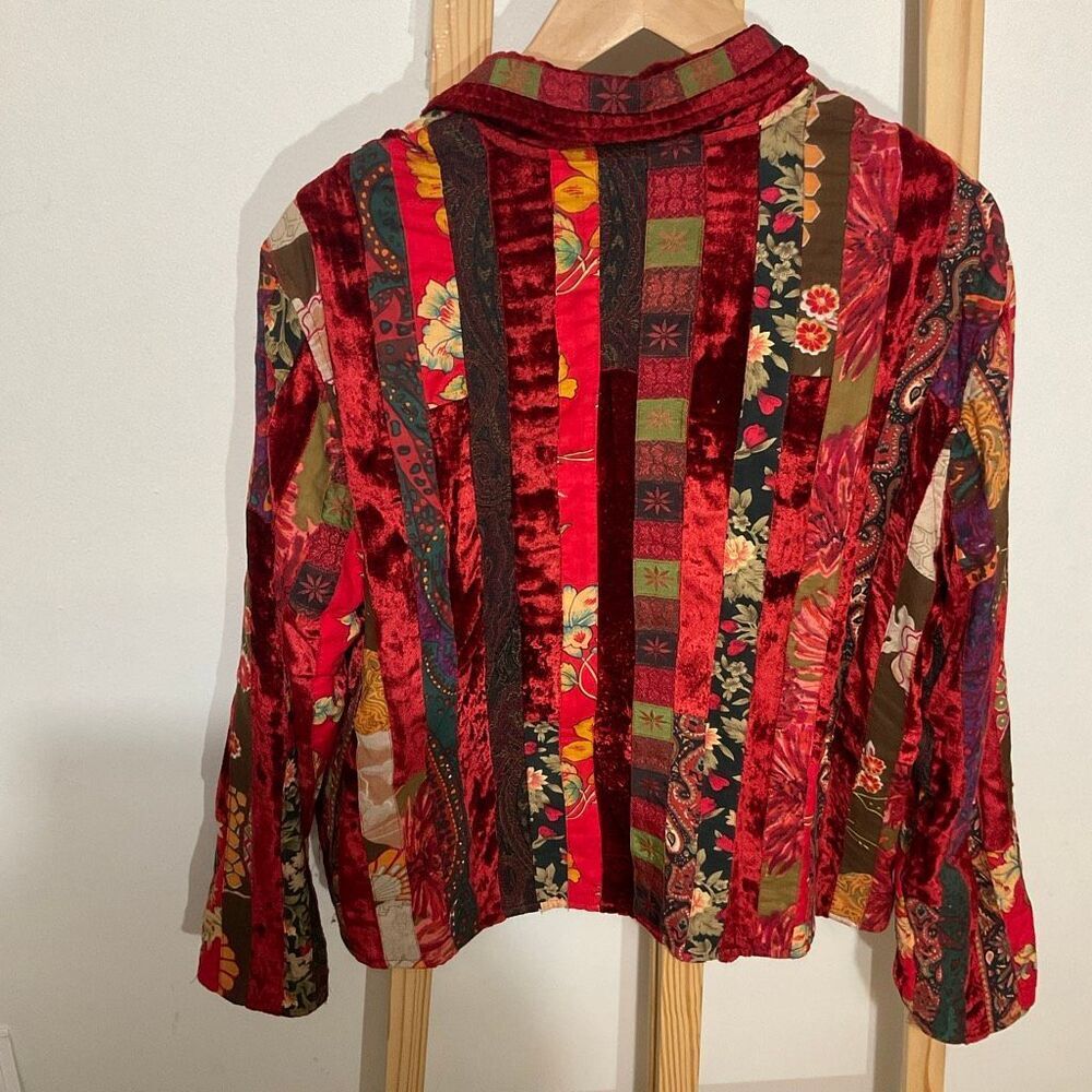 Vintage Coldwater Creek Velvet patchwork jacket size large - Picture 2 of 13